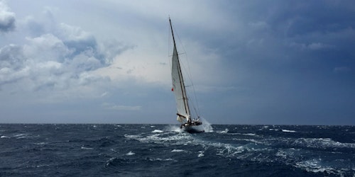 A boat on a stormy sea