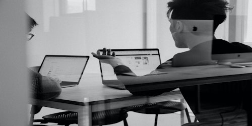 Business discussion room in a monochrome format 