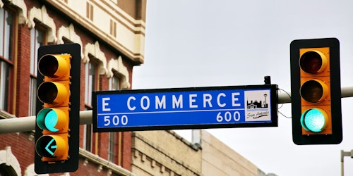 A street sign that reads, improbably, 'E-commerce'