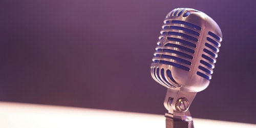 An old-fashioned radio microphone, up close