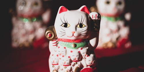 A lucky ceramic cat