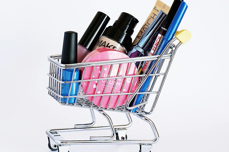 Makeup in a shopping trolley