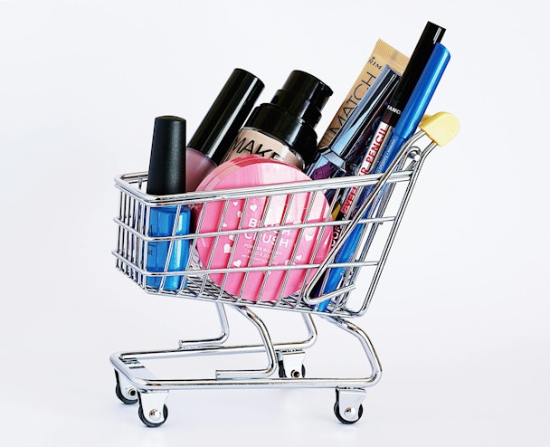 Makeup in a shopping trolley