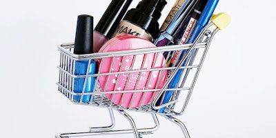 Makeup in a shopping trolley