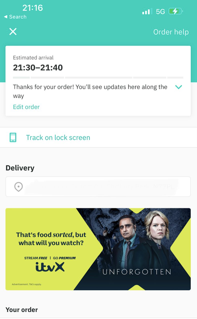 ITVX Deliveroo