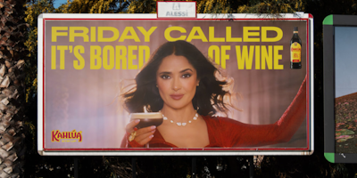 Kahlua billboard featuring Salma Hayek