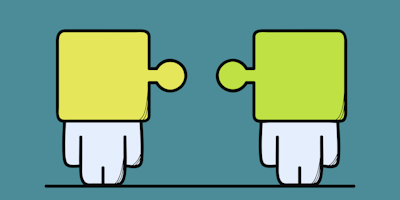 Illustration of figures with puzzle piece heads